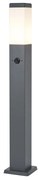 Candeeiro de exterior cinzento escuro com vidro opalino 80cm IP44 com tomada e sensor de movimento - Malios Moderno