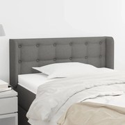 vidaXL Cabeceira de cama c/ abas tecido 103x16x78/88cm cinzento-escuro