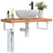 vidaXL Prateleira de parede p/ lavatório aço/madeira de faia maciça