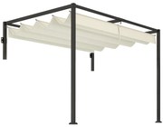 Outsunny Pérgola de Parede 297x211x220 cm Pérgola de Jardim com Teto Retrátil e Estrutura de Aço Pérgola para Pátio Exterior Creme | Aosom Portugal