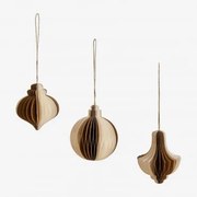 Conjunto De 3 Enfeites De Natal Em Papel Luriane Amarelho Ouro Velho - Sklum