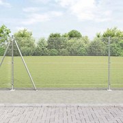 vidaXL Cerca de Arame Soldado com 7 Postes Flangeados 1,2 x 10 m Aço Galvanizado