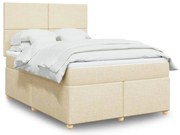 vidaXL Cama com molas/colchão 140x190 cm tecido cor creme