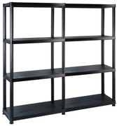vidaXL Unidade com 4 prateleiras 122x30,5x130 cm plástico preto