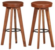 vidaXL Cadeiras bar 2 pcs madeira maciça de acácia + couro genuíno