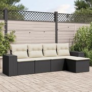 vidaXL 5 pcs conjunto sofás de jardim com almofadões vime PE preto