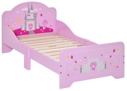 HOMCOM Cama Infantil acima de 3 Anos Cama para Crianças de Madeira com Barreira de Proteção Carga Máx. 50kg 143x73x60cm Rosa | Aosom Portugal