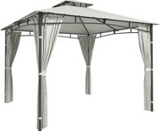 Outsunny Tenda de Jardim Exterior Estrutura de Telhado Retrátil e Telhado Duplo UV50+ Impermeável 3x3 m Creme | Aosom Portugal