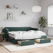 vidaXL Sofá-cama c/ gavetão e gavetas 80x200cm veludo verde-escuro