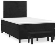 vidaXL Cama boxspring com colchão 120x190 cm veludo preto