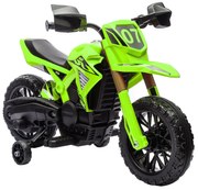 AIYAPLAY Mota Elétrica para Crianças  Moto a Bateria para Crianças 6V com Rodas de Treino e Buzina 105x57x62 cm Verde