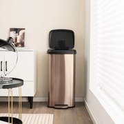 Caixote do lixo de cozinha 68 litros 40 x 38 x 78 cm (C x L x A) com tampa metálica com pedal Ouro rosa
