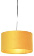 Candeeiro de suspensão com abajur de veludo ocre com dourado 35 cm - Combi Country / Rústico,Clássico / Antigo