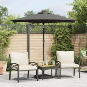 vidaXL Guarda-sol de jardim com poste de aço 225x225x212 cm antracite