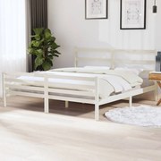 Estrutura de cama Super King 180x200 cm pinho maciço branco