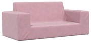 vidaXL Sofá infantil de 2 lugares pelúcia rosa
