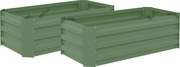 Outsunny Conjunto de 2 Caixas de Plantio de Aço Caixa de Plantio Quadrada para Cultivos de Plantas Flores Pátio Exterior 100x50x30 cm Verde | Aosom Portugal