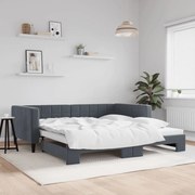 vidaXL Sofá-cama com gavetão 100x200 cm veludo cinzento-escuro
