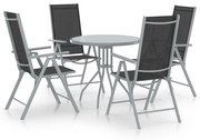 vidaXL 5 pcs conjunto jantar p/ jardim alumínio e textilene prateado