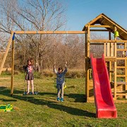 Parque Exterior infantil de madeira com escorrega TEIDE Com Baloiço Duplo
