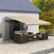 Toldo Manual Retrátil 350x250 cm com Manivela de Metal Impermeável e Anti-UV para Jardim Terraço Janelas Cinza e Amarelo