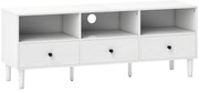 HOMCOM Móvel de TV Moderno com 3 Compartimentos Abertos 3 Gavetas para Televisão de 45/55/65 Polegadas 120x34x45 cm Branco