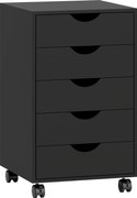HOMCOM Bloco de Gavetas com Rodas Bloco de Gavetas para Escritório com 5 Gavetas 40x40x67 cm Preto | Aosom Portugal