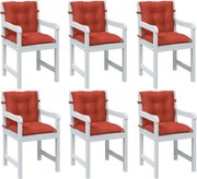 vidaXL Almofadões lombares p/ cadeiras 6pcs mesclado tecido vermelho