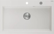 Mexen Elix lava-loiça de granito de 1-bacia 800 x 500 mm, branco, sifão cromado - 6527801005-20