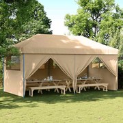 vidaXL Tenda para festas pop-up dobrável com 4 paredes laterais bege
