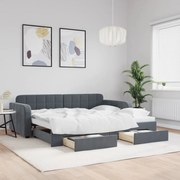 vidaXL Sofá-cama c/ gavetão e gavetas 90x200 cm veludo cinzento-escuro