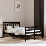 Estrutura de cama dupla 135x190 cm madeira maciça preto