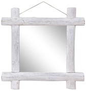 vidaXL Espelho de troncos 70x70 cm madeira recuperada maciça branco
