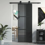 vidaXL Porta deslizante 76x205 cm vidro temperado e alumínio preto