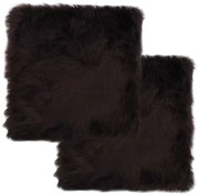 vidaXL Almofadas p/ cadeira 2 pcs 40x40cm pele carneiro castanho