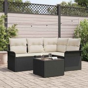 vidaXL Conjunto de Sofás de Jardim 5 Peças com Almofadas Marrons em Rattan Sintético.