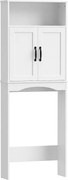 HOMCOM Armário sobre a Sanita, Móvel de Casa de Banho com 2 Portas de Fecho Suave e Prateleira Aberta, 64 x 21 x 173,5 cm, Branco | Aosom Portugal