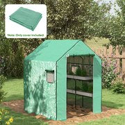 Cobertura de Substituição para Estufa 140x143x190 cm com Janela, Porta com Fecho Éclair, Proteção Anti-UV para Plantas, Verde