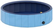 PawHut Piscina para Cães Dobrável com Aspersor Piscina Portátil em PVC Antiderrapante e Resistente ao Desgaste Ø100x30 cm Azul | Aosom Portugal
