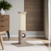 Arranhador para gatos em corda de sisal natural com bola de pelúcia 38 x 38 x 73 cm greige