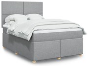 vidaXL Cama com molas/colchão 140x190 cm tecido cinzento-claro