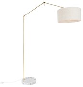 Candeeiro de pé dourado com abajur cinzento claro 50 cm ajustável - Editor Design,Moderno