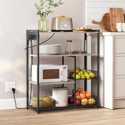 Armário de cozinha com 4 tomadas 35 x 80 x 93,5 cm Greige e Preto