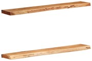 Prateleiras parede 2 pcs 100x20x3,5 cm madeira de acácia maciça