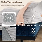 Protetor de colchão luxuoso super macio com bolso profundo cinza 140 x 200 cm