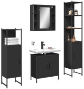 vidaXL 4 pcs conjunto móveis casa de banho derivados de madeira preto