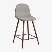 Pacote De 2 Bancos Altos Glamm Cinza Concreto & ↑65 Cm & Madeira Escura - Sklum