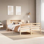 vidaXL Cama com estante sem colchão 135x190 cm pinho maciço