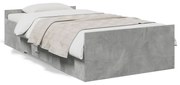 vidaXL Estrutura de cama c/ gavetas derivados de madeira cinza-cimento