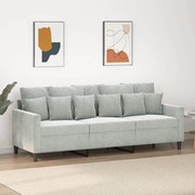 vidaXL Sofá de 3 lugares 180 cm veludo cinzento-claro
